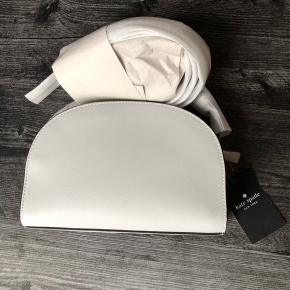 Kate Spade Perry Saffiano Leather Dome Crossbody Stone Path Gray NWT - Picture 8 of 8